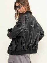 Load image into Gallery viewer, Faux Leather Oversized Bomber Jacket
