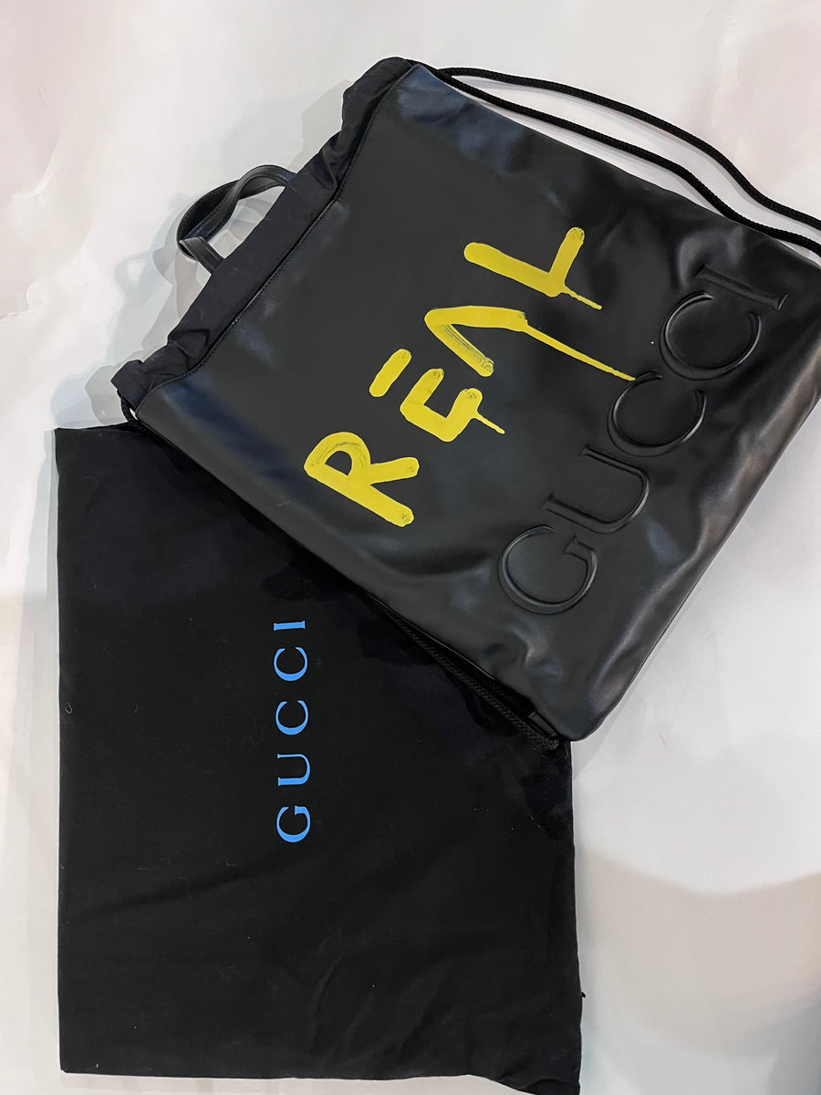 Gucci “REAL” Graffiti Leather Backpack – Black – hosful Collective