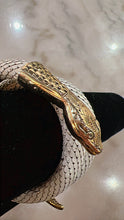 Load image into Gallery viewer, Whiting and Davis Rare Gold/White Mesh Coiled Snake Bracelet