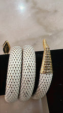 Load image into Gallery viewer, Whiting and Davis Rare Gold/White Mesh Coiled Snake Bracelet
