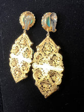 Load image into Gallery viewer, Vintage KJL Gold & Turquoise Statement Earrings