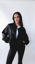Load image into Gallery viewer, Faux Leather Oversized Bomber Jacket
