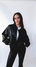 Load image into Gallery viewer, Faux Leather Oversized Bomber Jacket