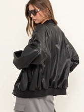 Load image into Gallery viewer, Faux Leather Oversized Bomber Jacket