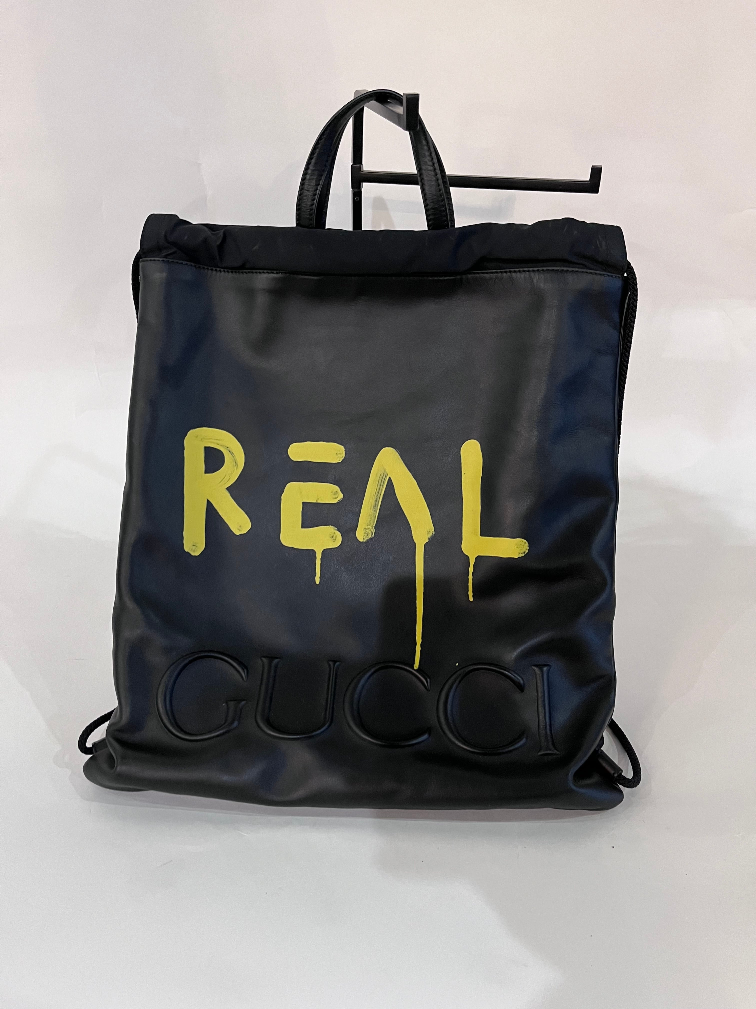 GUCCI リアルグラフィティレザーバッグ Gucci “REAL” Graffiti Leather Backpack – Black – hosful Collective
