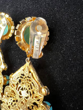 Load image into Gallery viewer, Vintage KJL Gold &amp; Turquoise Statement Earrings
