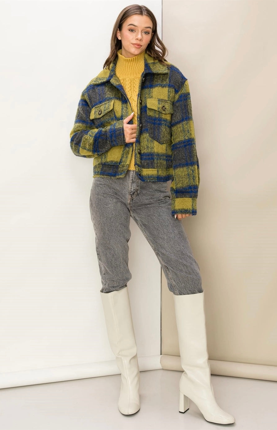 Plaid Fuzzy Mohair Cropped Jacket – hosful Collective Boutique Plaid Fuzzy Mohair Cropped Jacket – hosful Collective Boutique