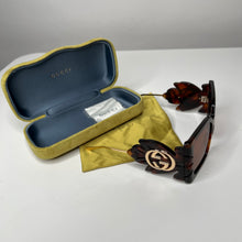 Load image into Gallery viewer, Reloved Gucci Oversized Square Leaf Sunglasses - Tortoise &amp; Gold
