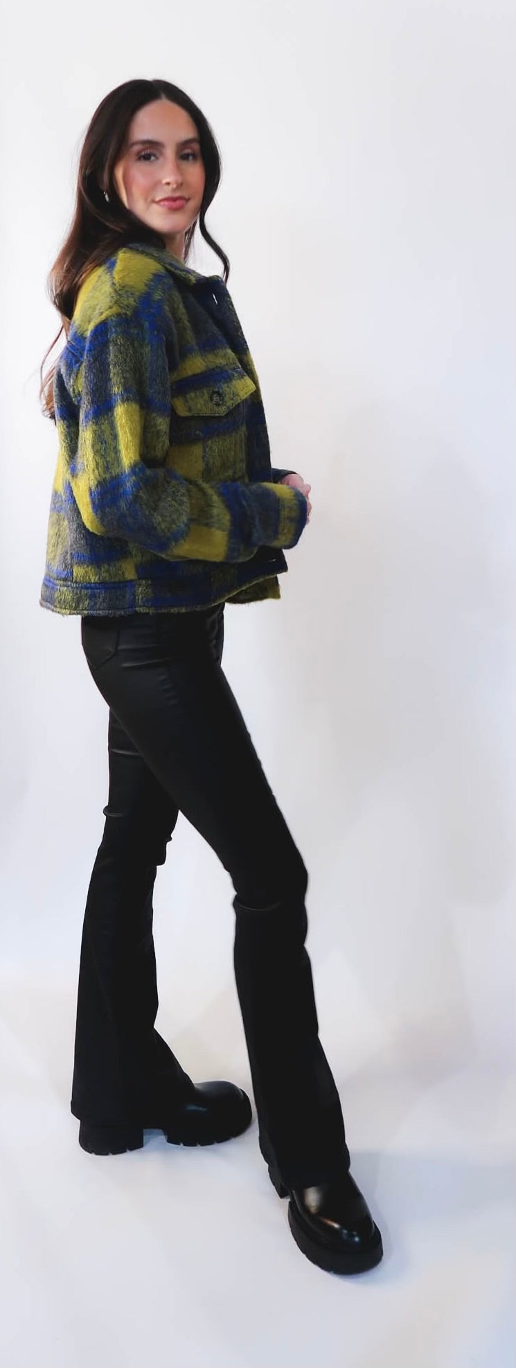 Plaid Fuzzy Mohair Cropped Jacket – hosful Collective Boutique