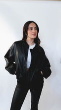 Load image into Gallery viewer, Faux Leather Oversized Bomber Jacket